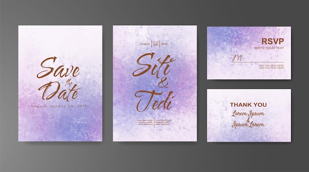 Invitación de boda con fondo de acuarela abstracta