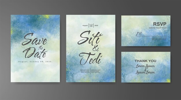 Invitación de boda con fondo de acuarela abstracta