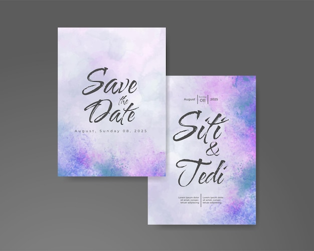 Invitación de boda con fondo de acuarela abstracta