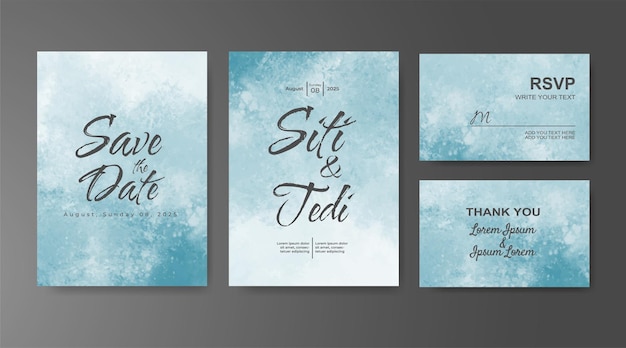 Invitación de boda con fondo de acuarela abstracta