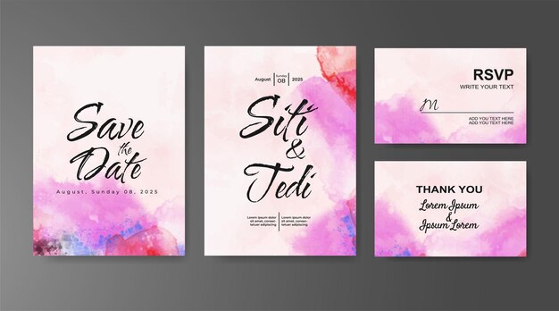 Invitación de boda con fondo de acuarela abstracta