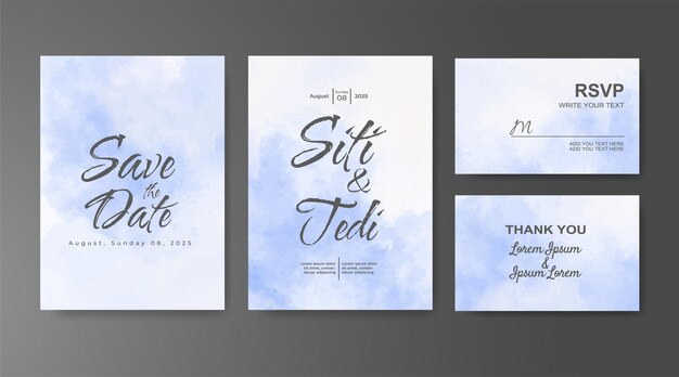 Invitación de boda con fondo de acuarela abstracta