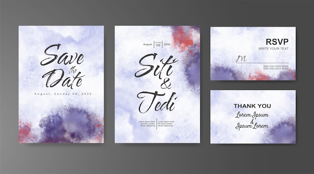 Invitación de boda con fondo de acuarela abstracta