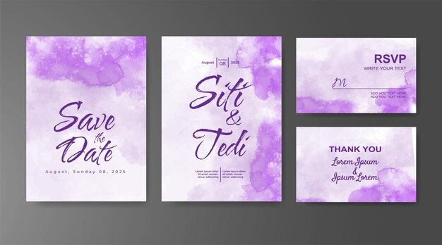 Invitación de boda con fondo de acuarela abstracta