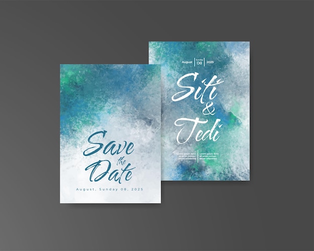 Invitación de boda con fondo de acuarela abstracta