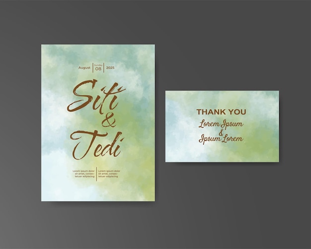 Invitación de boda con fondo de acuarela abstracta