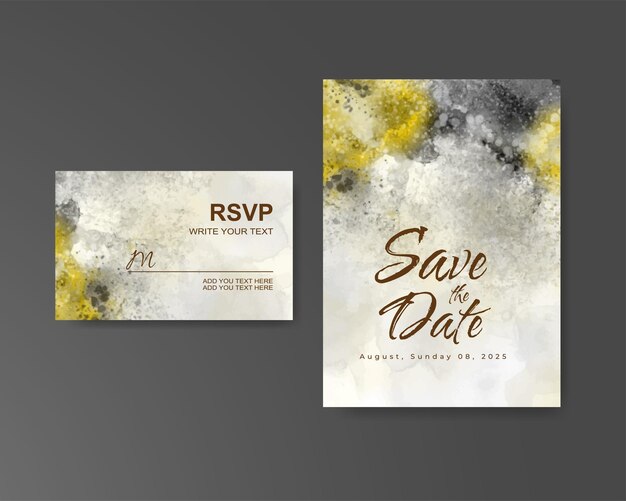 Invitación de boda con fondo de acuarela abstracta