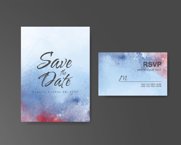 Invitación de boda con fondo de acuarela abstracta