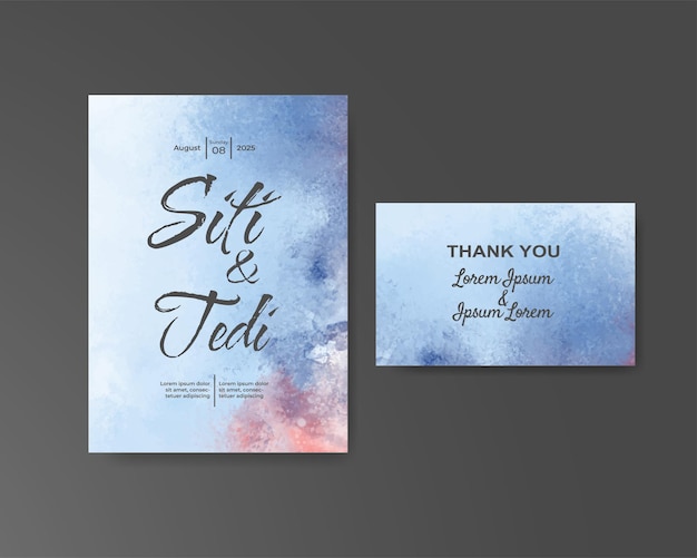 Invitación de boda con fondo de acuarela abstracta