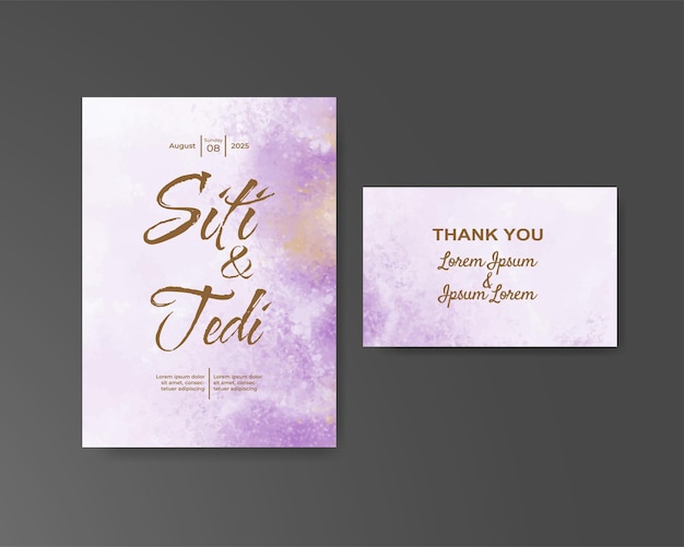 Invitación de boda con fondo de acuarela abstracta