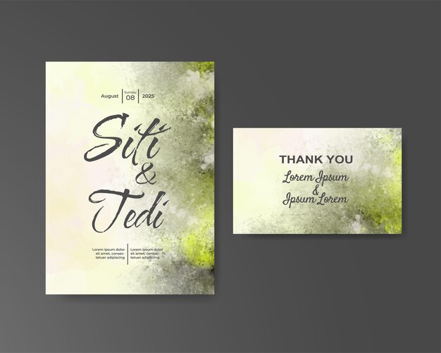 Invitación de boda con fondo de acuarela abstracta