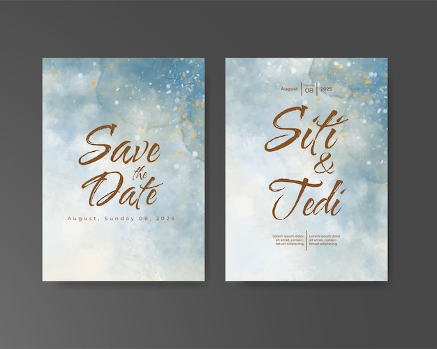 Invitación de boda con fondo de acuarela abstracta