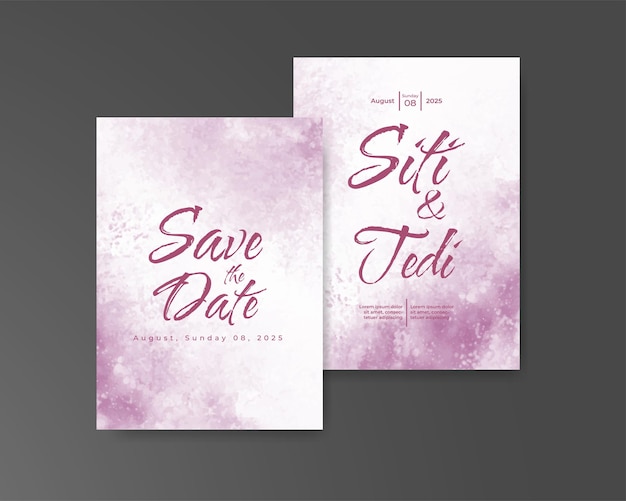 Invitación de boda con fondo de acuarela abstracta