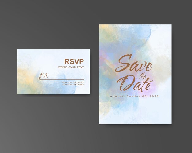 Invitación de boda con fondo de acuarela abstracta