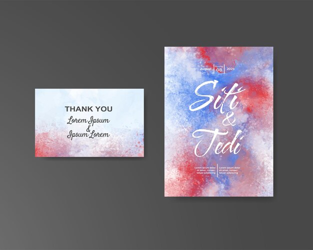 Invitación de boda con fondo de acuarela abstracta