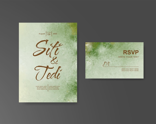 Invitación de boda con fondo de acuarela abstracta
