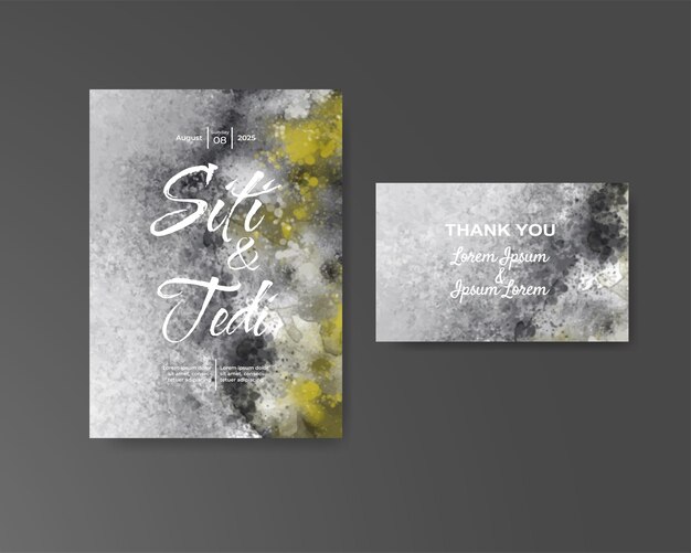 Invitación de boda con fondo de acuarela abstracta
