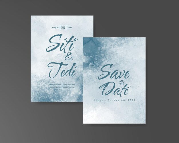 Invitación de boda con fondo de acuarela abstracta