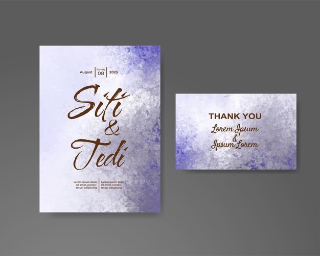 Invitación de boda con fondo de acuarela abstracta