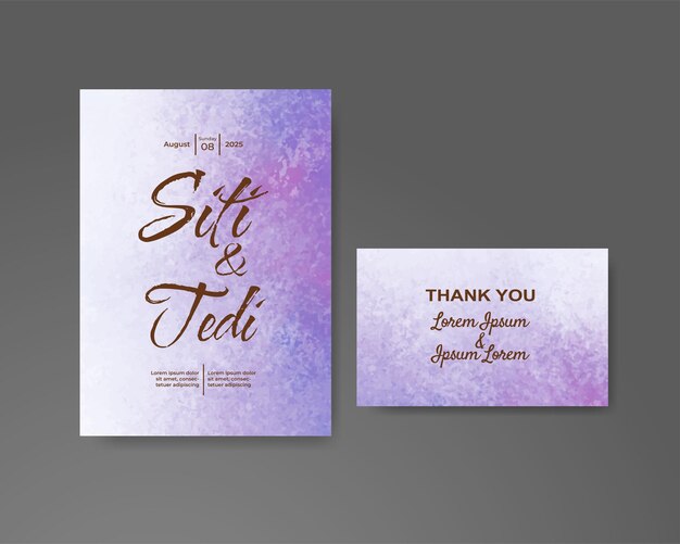 Invitación de boda con fondo de acuarela abstracta