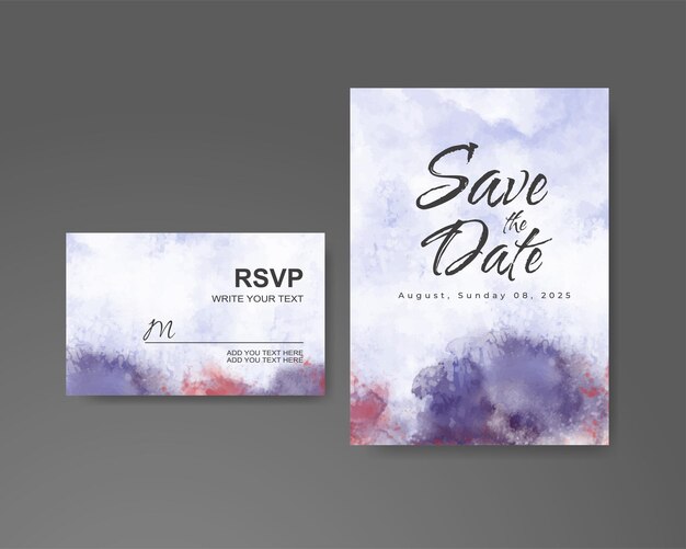 Invitación de boda con fondo de acuarela abstracta