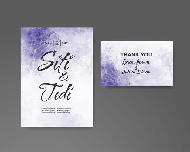 Invitación de boda con fondo de acuarela abstracta