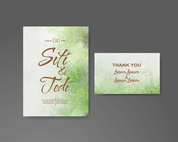 Invitación de boda con fondo de acuarela abstracta