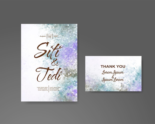 Invitación de boda con fondo de acuarela abstracta