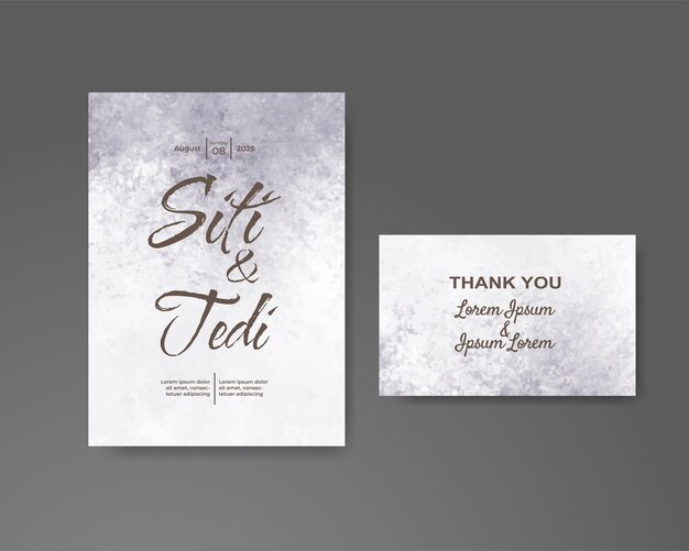 Invitación de boda con fondo de acuarela abstracta
