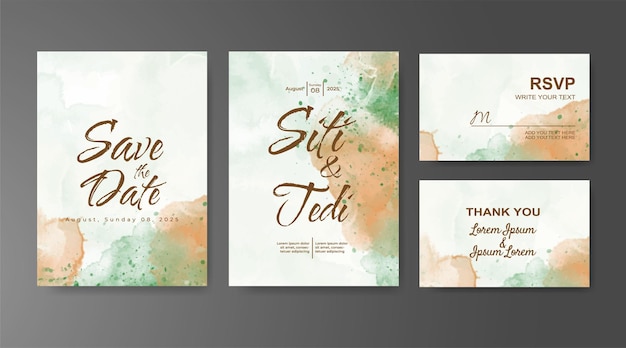 Invitación de boda con fondo de acuarela abstracta