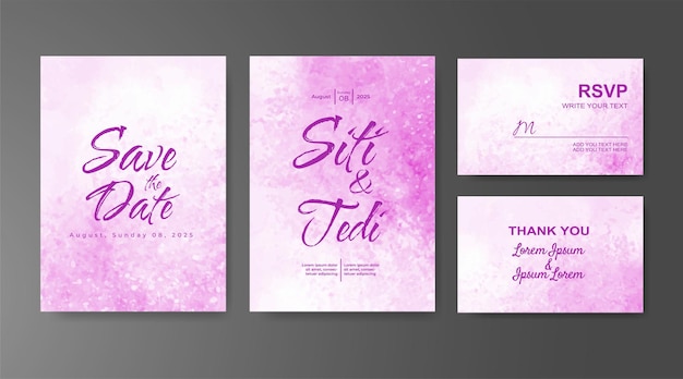 Invitación de boda con fondo de acuarela abstracta