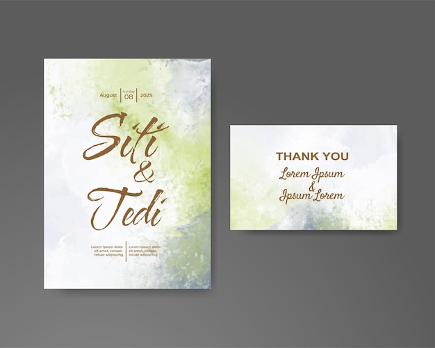 Invitación de boda con fondo de acuarela abstracta
