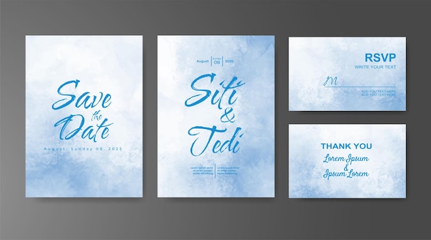Invitación de boda con fondo de acuarela abstracta
