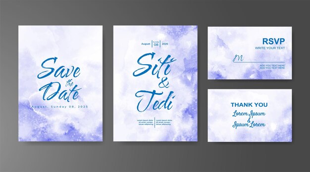 Invitación de boda con fondo de acuarela abstracta