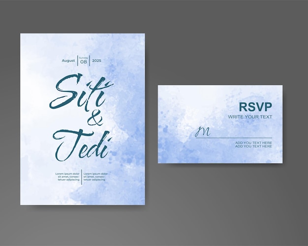 Invitación de boda con fondo de acuarela abstracta