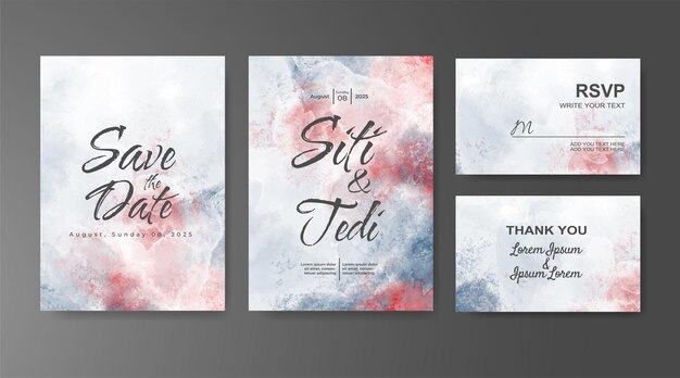 Invitación de boda con fondo de acuarela abstracta
