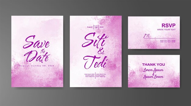 Invitación de boda con fondo de acuarela abstracta