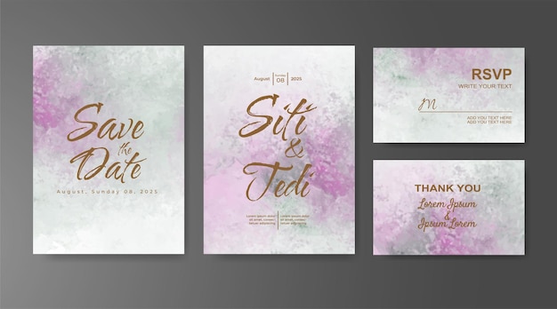 Invitación de boda con fondo de acuarela abstracta
