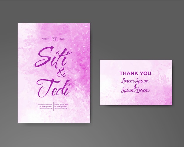Invitación de boda con fondo de acuarela abstracta