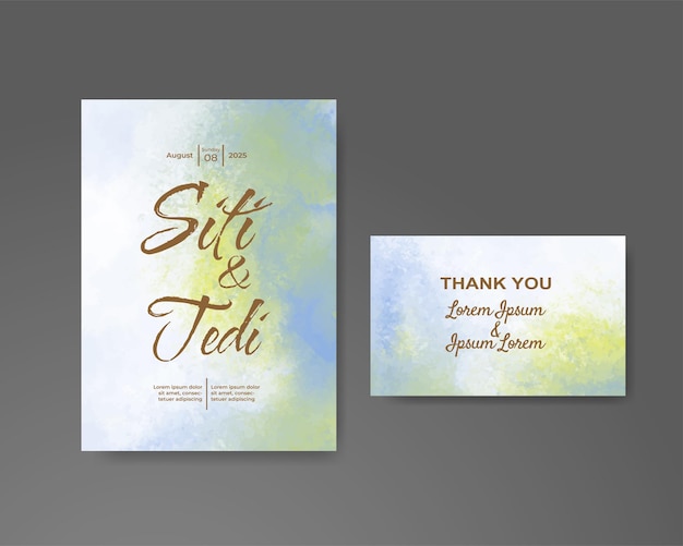 Invitación de boda con fondo de acuarela abstracta