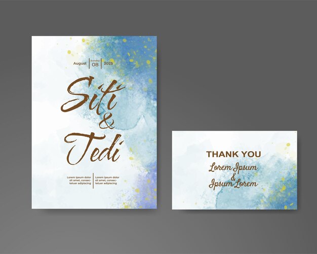 Invitación de boda con fondo de acuarela abstracta