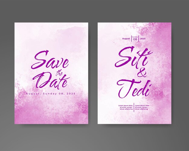 Invitación de boda con fondo de acuarela abstracta