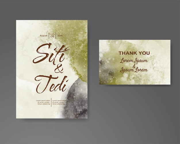 Invitación de boda con fondo de acuarela abstracta