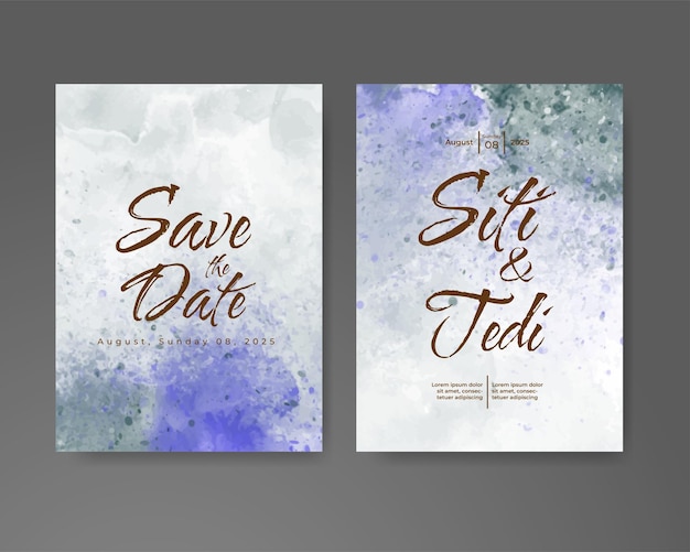 Invitación de boda con fondo de acuarela abstracta