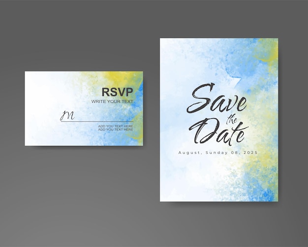 Invitación de boda con fondo de acuarela abstracta