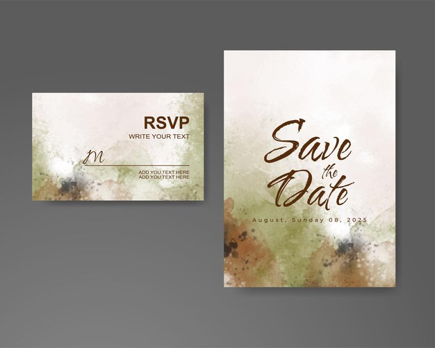 Invitación de boda con fondo de acuarela abstracta