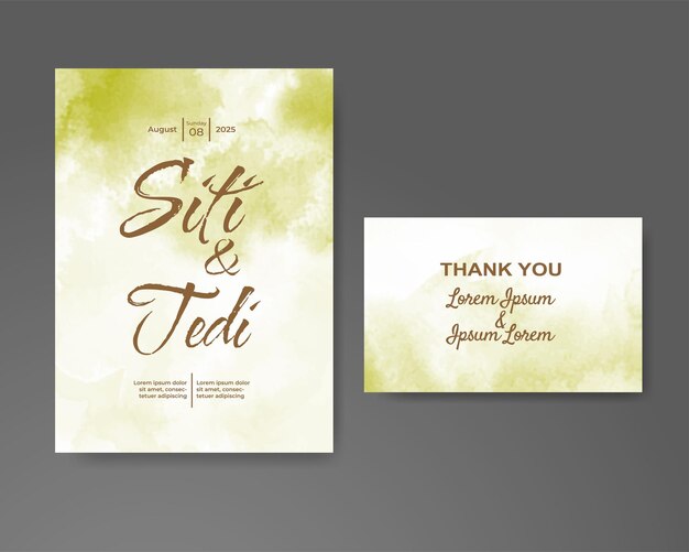Invitación de boda con fondo de acuarela abstracta
