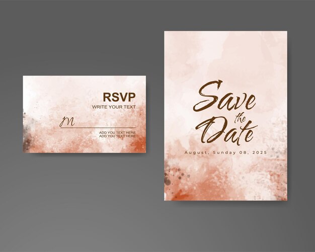 Invitación de boda con fondo de acuarela abstracta