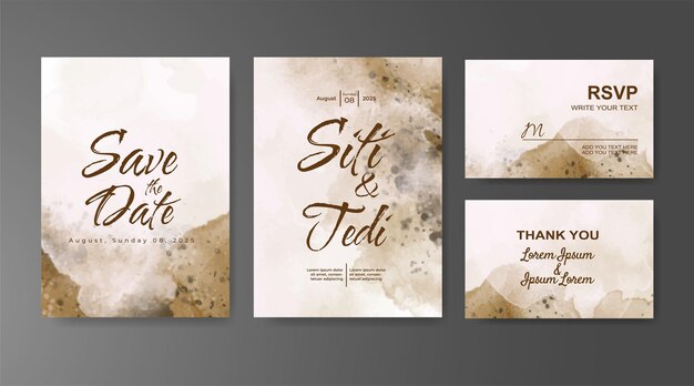 Invitación de boda con fondo de acuarela abstracta