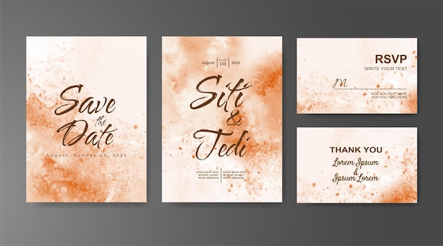 Invitación de boda con fondo de acuarela abstracta